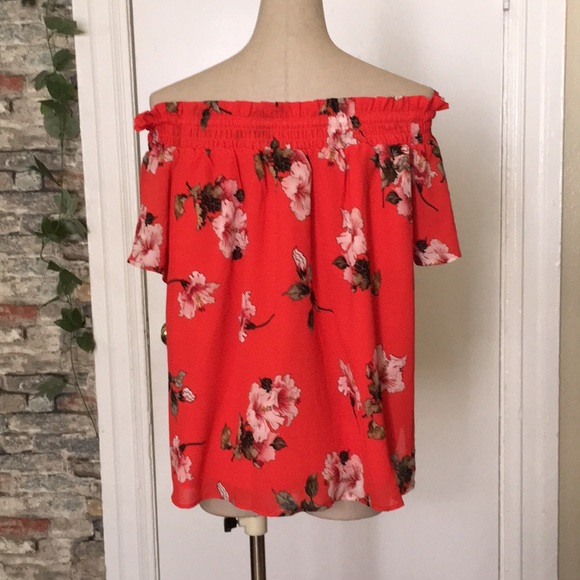 Rachel Roy Off Shoulder Coral Flower Sz XS - Picture 4 of 7